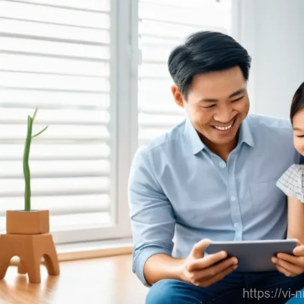 에너지 관리 최적화의 경제적 이점 - **"A happy Vietnamese family of three (father, mother, and a young child, all dressed in casual, mod...