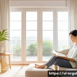 전력 소비 감축을 위한 행동 변화 유도 - **Prompt:** A cozy and brightly lit living room filled with an abundance of natural light. Large win...