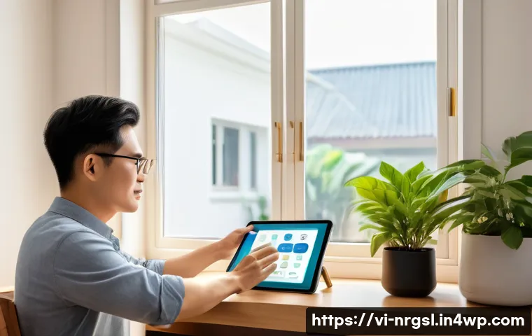 에너지 데이터 분석의 중요성과 활용 사례 - A modern Vietnamese household interior showcasing a smart energy monitoring system with digital disp...