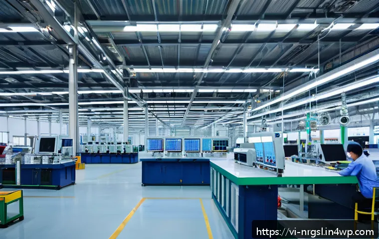 에너지 비용 절감의 성공적인 실행 사례 - A modern Vietnamese manufacturing factory interior with smart energy management systems installed: v...