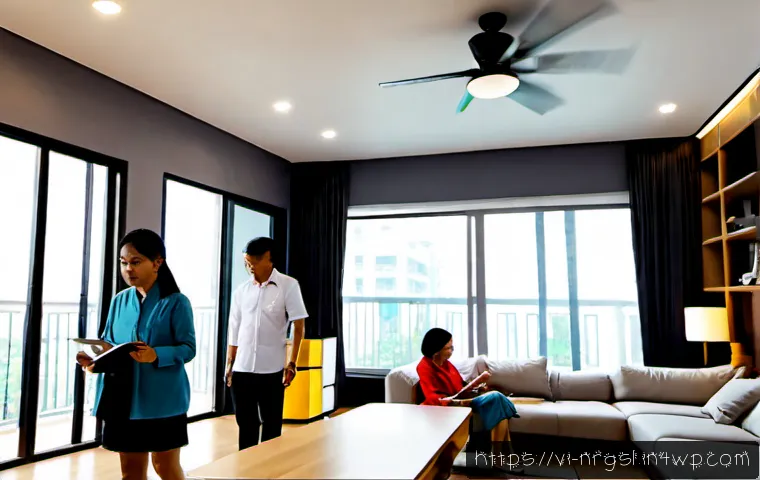 Home 17 에너지 소비 관리의 글로벌 동향 - Photorealistic modern Vietnamese apartment in Ho Chi Minh City, a multigenerational family reviewing...