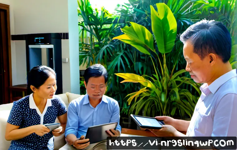 Home 17 에너지 관리의 데이터 기반 접근법 - Photorealistic modern Vietnamese family home in Ho Chi Minh City, a middle-aged homeowner reviewing ...
