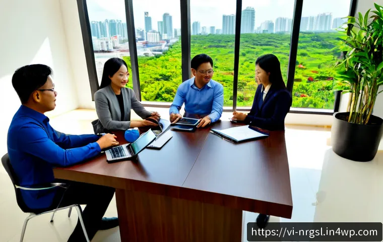 기업의 에너지 관리 정책 수립 가이드 - Photorealistic Vietnamese corporate energy management planning meeting in a modern Ho Chi Minh City ...